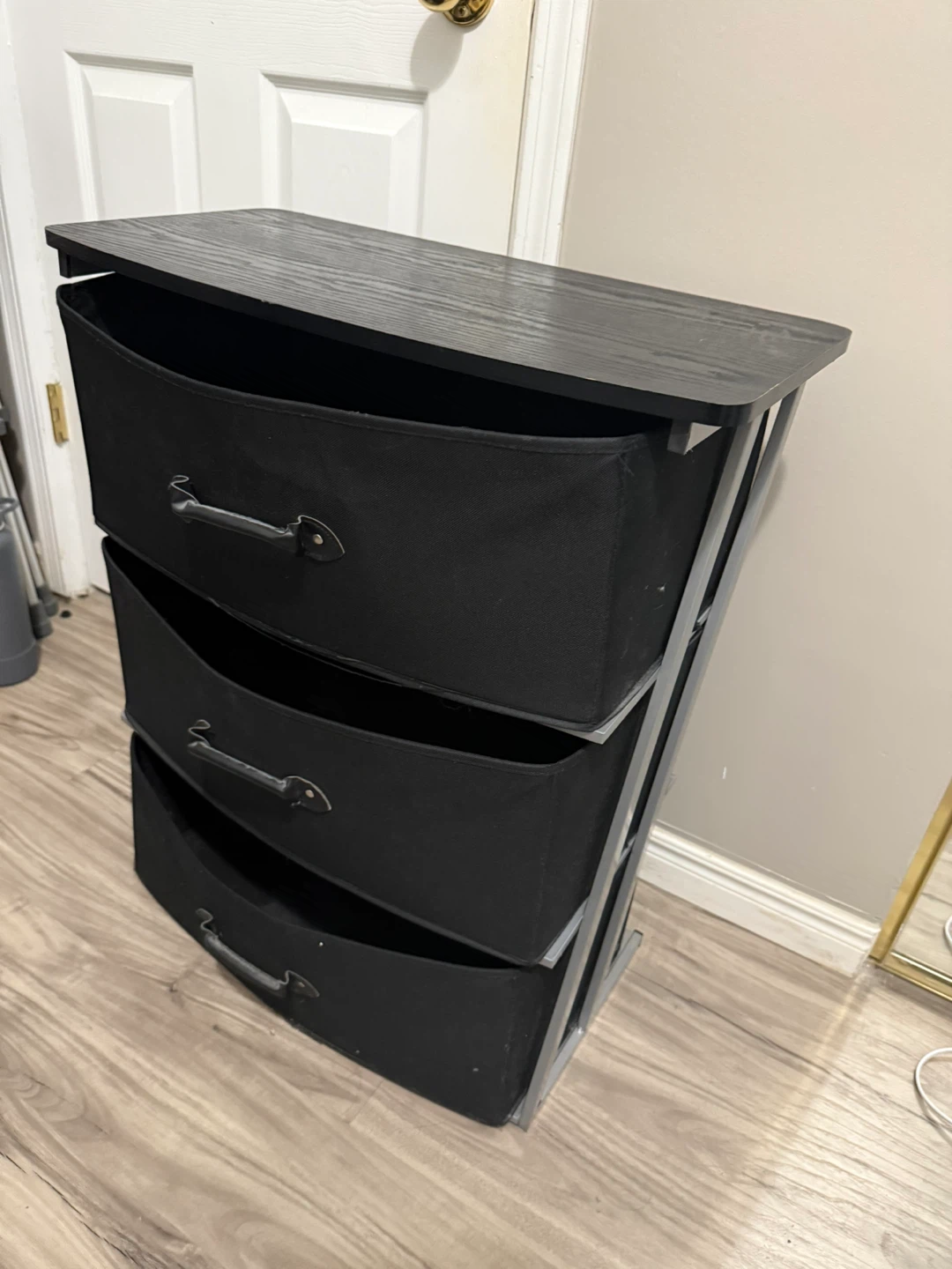 Black 3-Drawer Fabric Storage Unit - photo 2