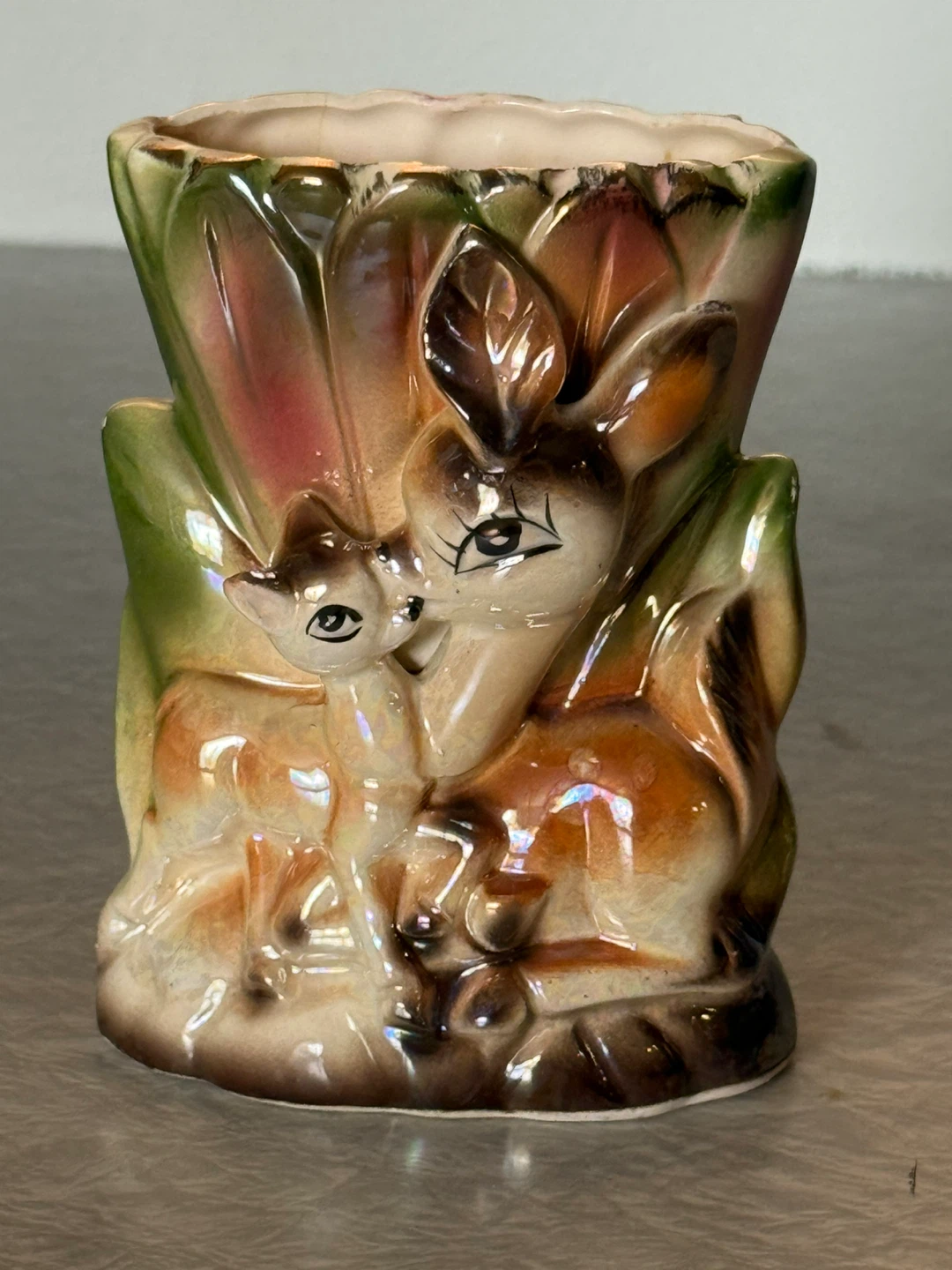Vintage Lustre Ware Ceramic Deer and Fawn Planter