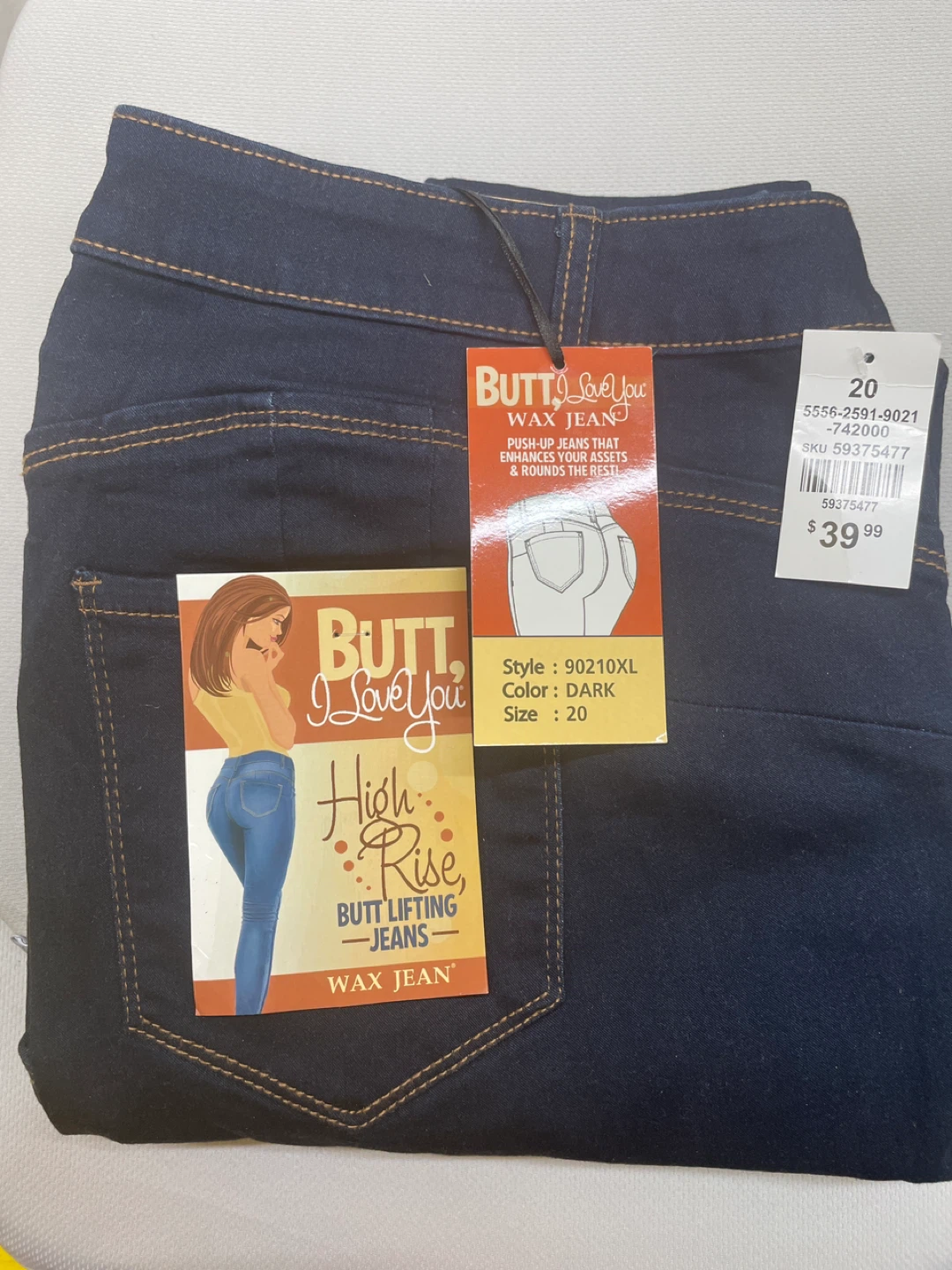 Butt, I Love You Wax Jean High Rise Jeans Size 20 Dark