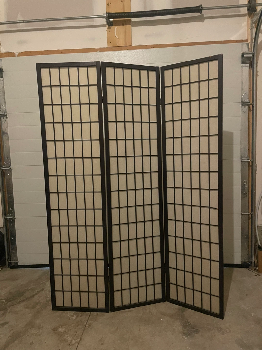 3-Panel Folding Room Divider / Privacy Screen – Black & Beige