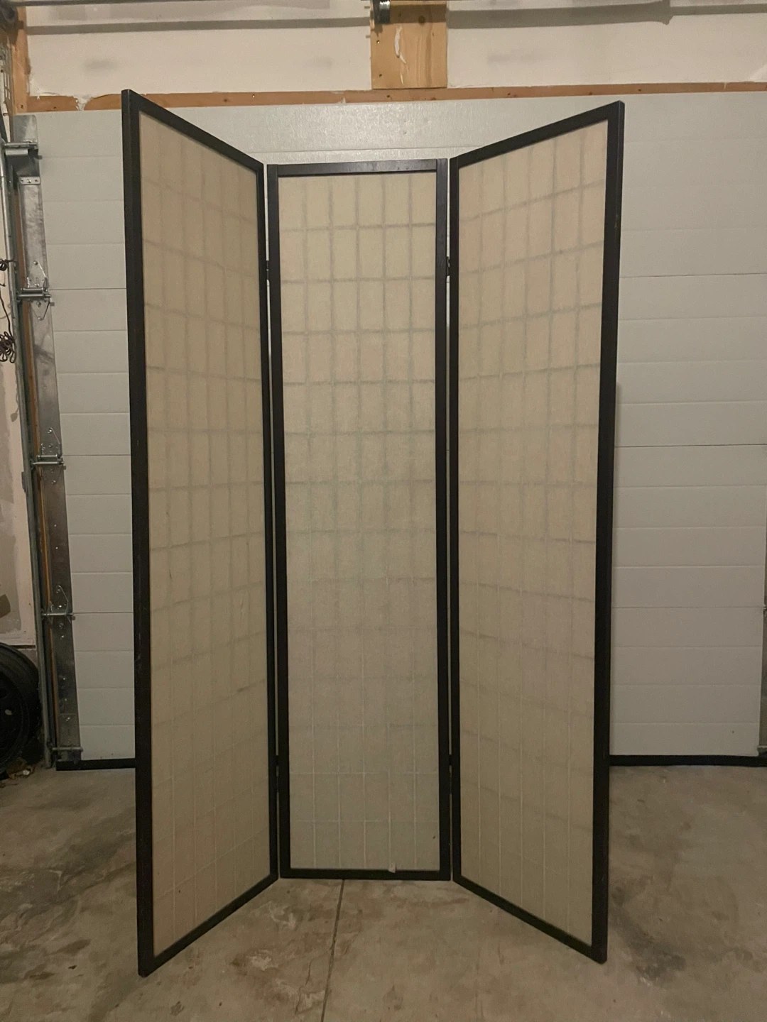 3-Panel Folding Room Divider / Privacy Screen – Black & Beige - photo 2