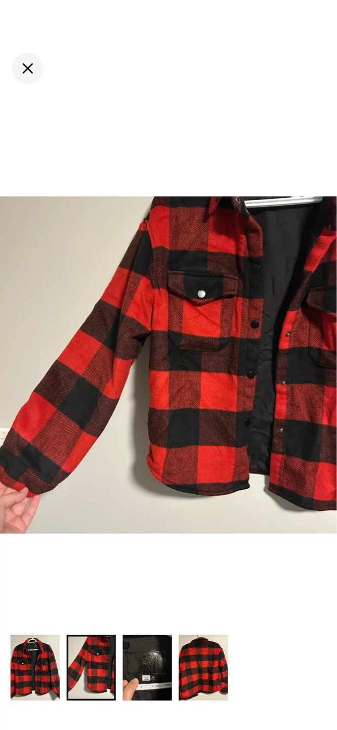 ONLY Red & Black Plaid Flannel Shirt Jacket - photo 2