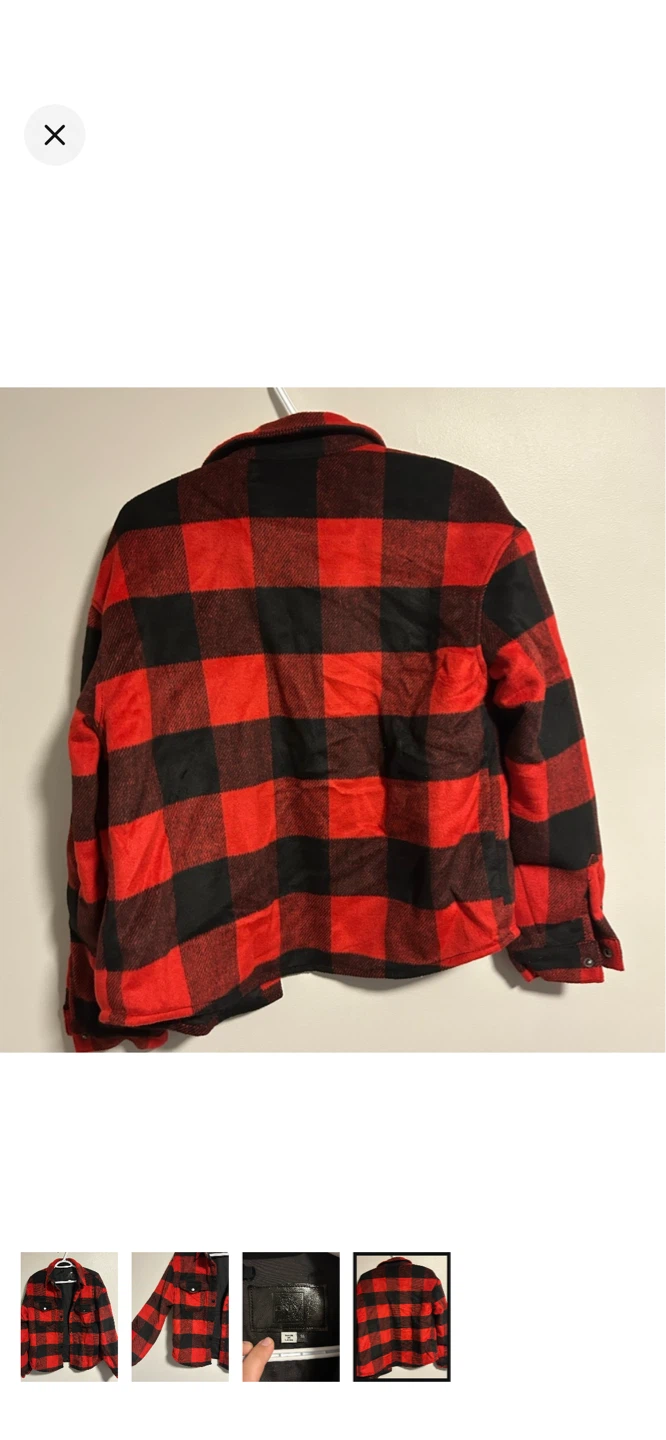 ONLY Red & Black Plaid Flannel Shirt Jacket - photo 4