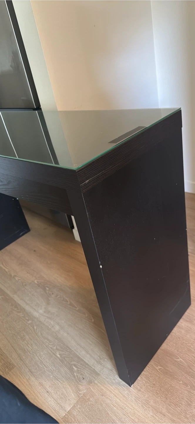 Black Console Table with Glass Top