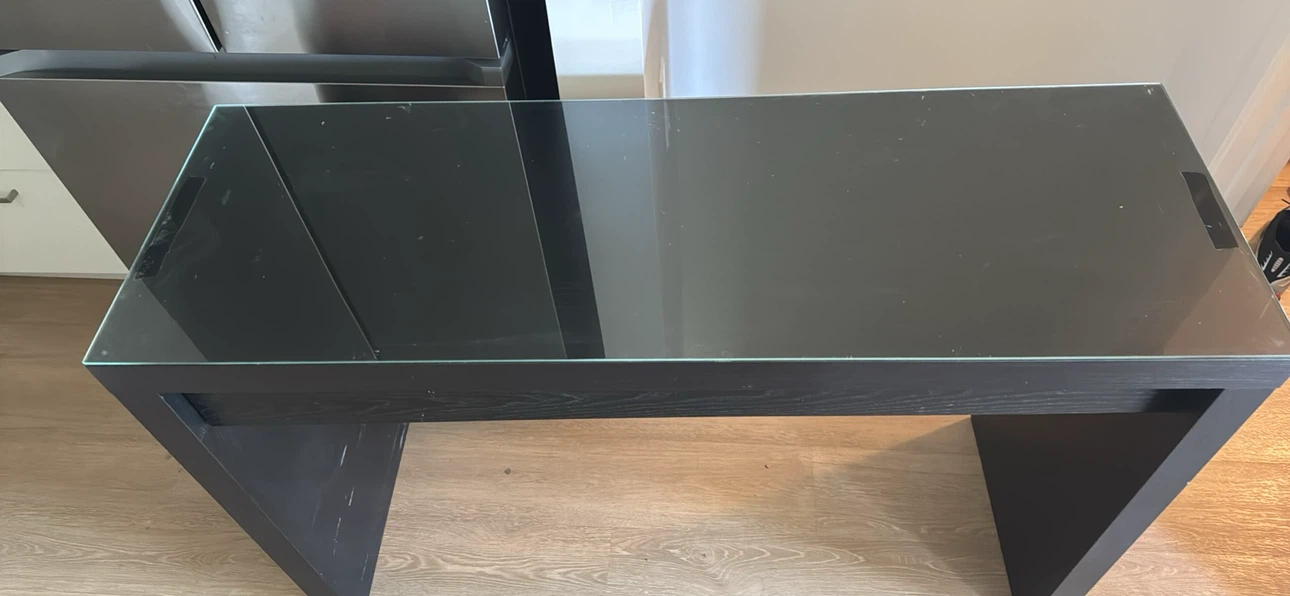 Black Console Table with Glass Top - photo 2