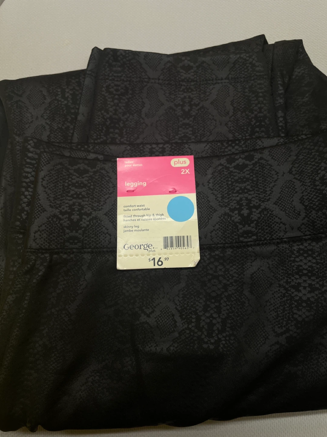 George Plus Black Snake Print Leggings 2X