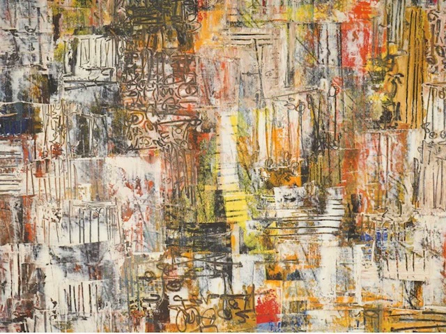 Vintage Mixed Media Abstract on Board