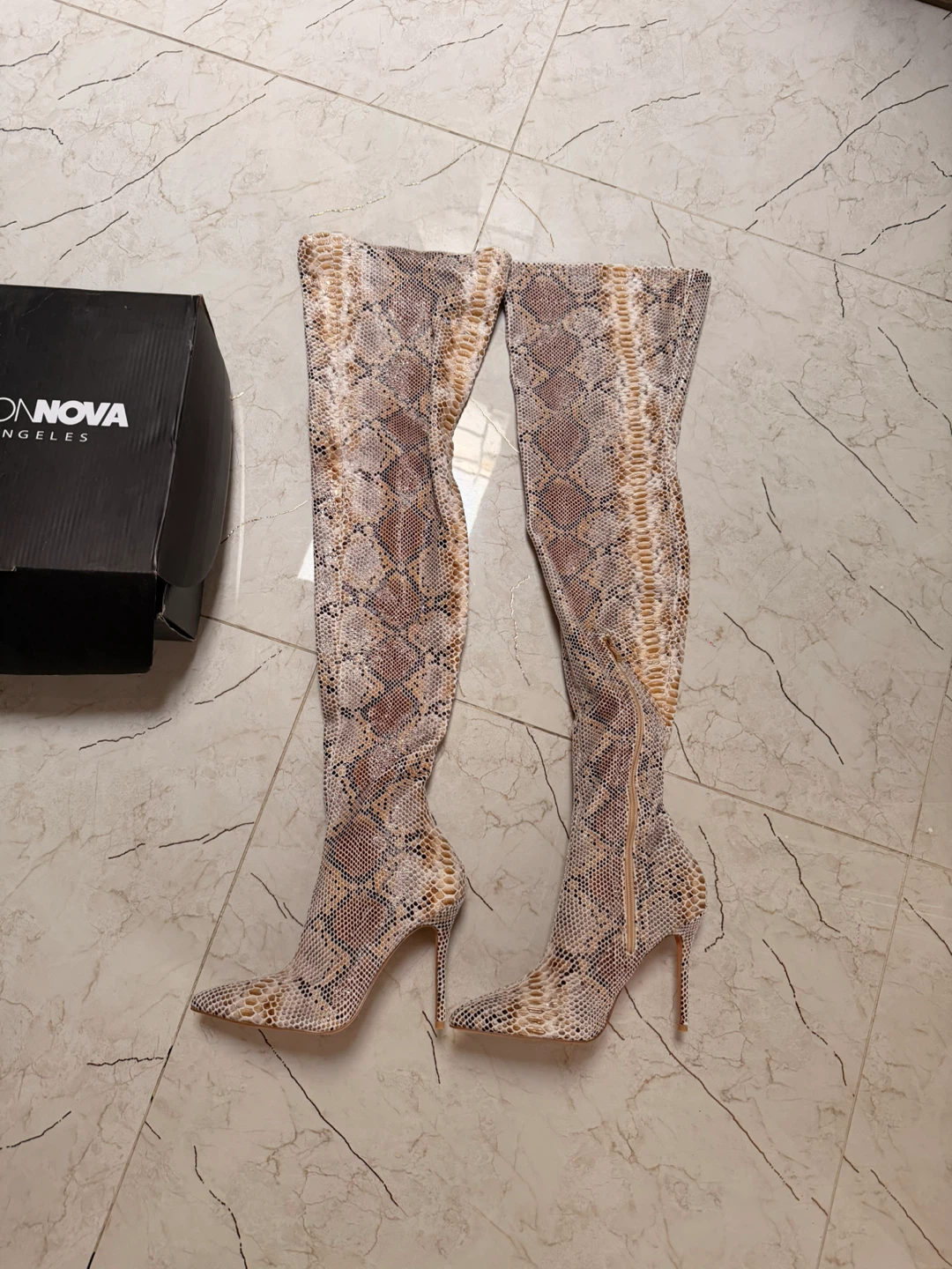 Fashion Nova Snakeskin OTK Boots 8