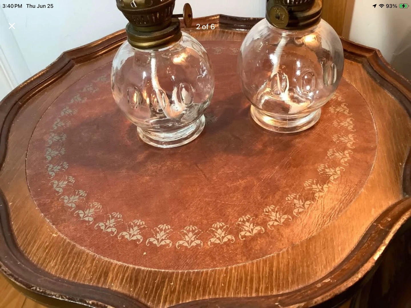 Vtg Matching Pair of Glass Oil Lamps 🐞 - photo 2