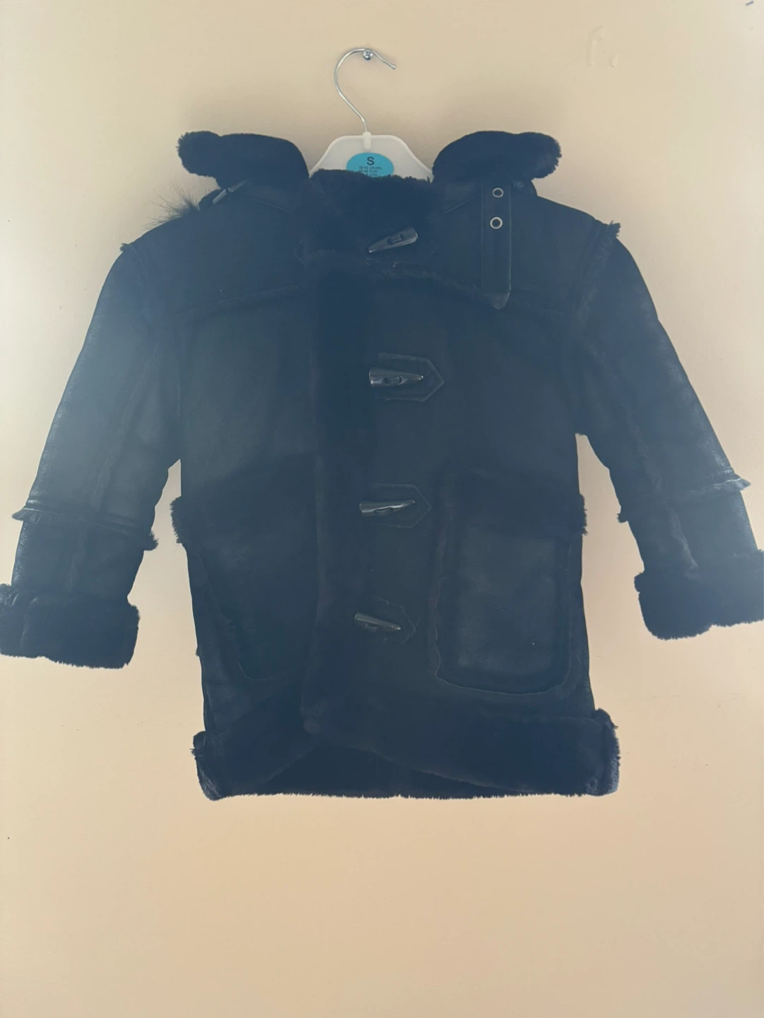 Kids Black Faux Fur Lined Duffle Coat - photo 3