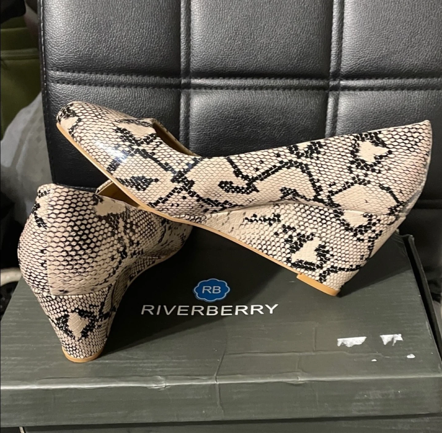 Riverberry Women's Snake Print Wedge Heels