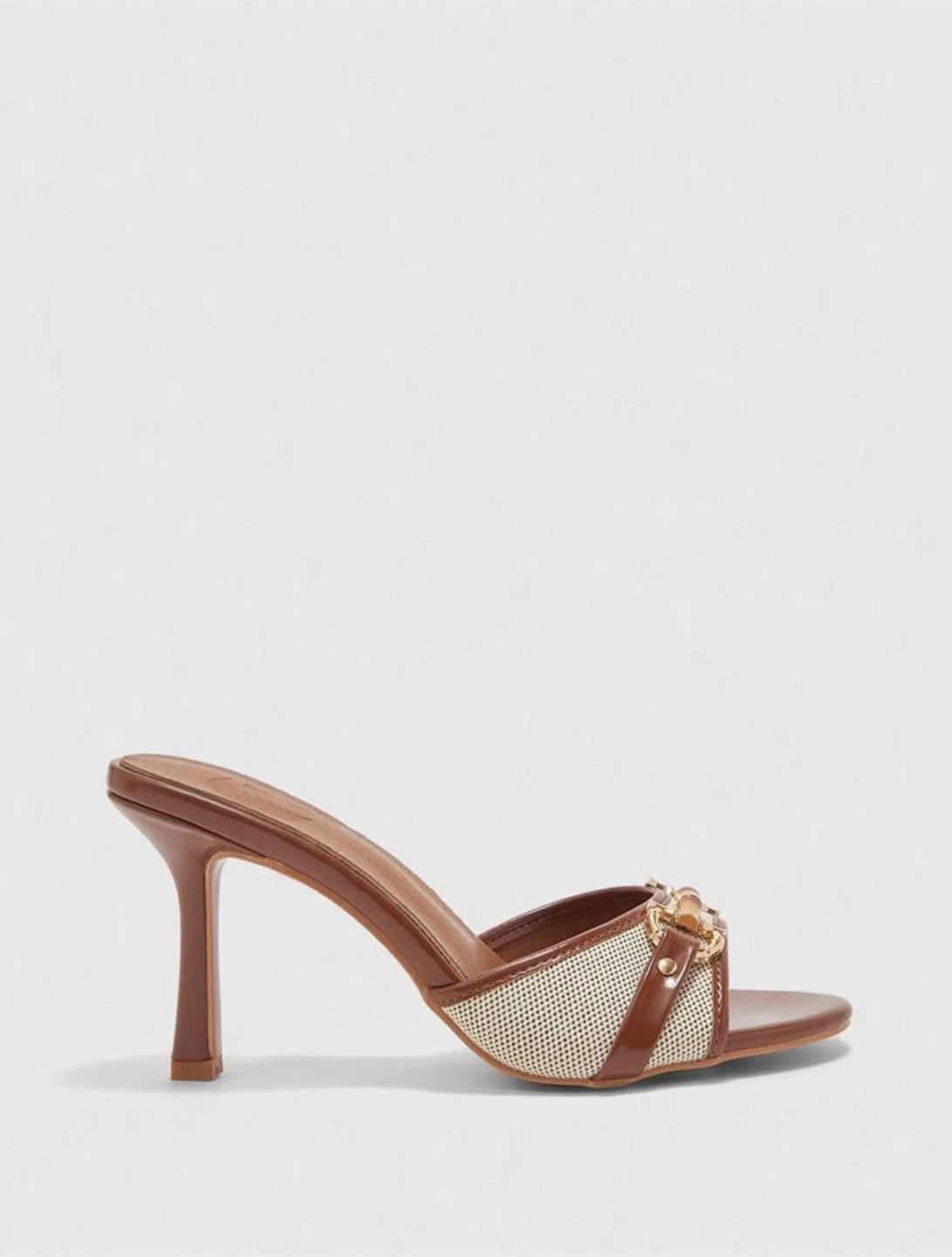 Brown Slide Heeled Sandals with Bamboo Detail - photo 2