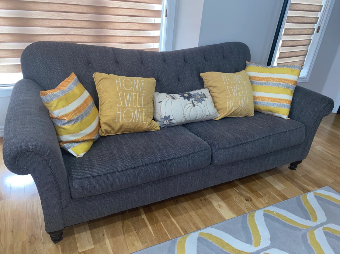 Grey Tufted Loveseat Sofa