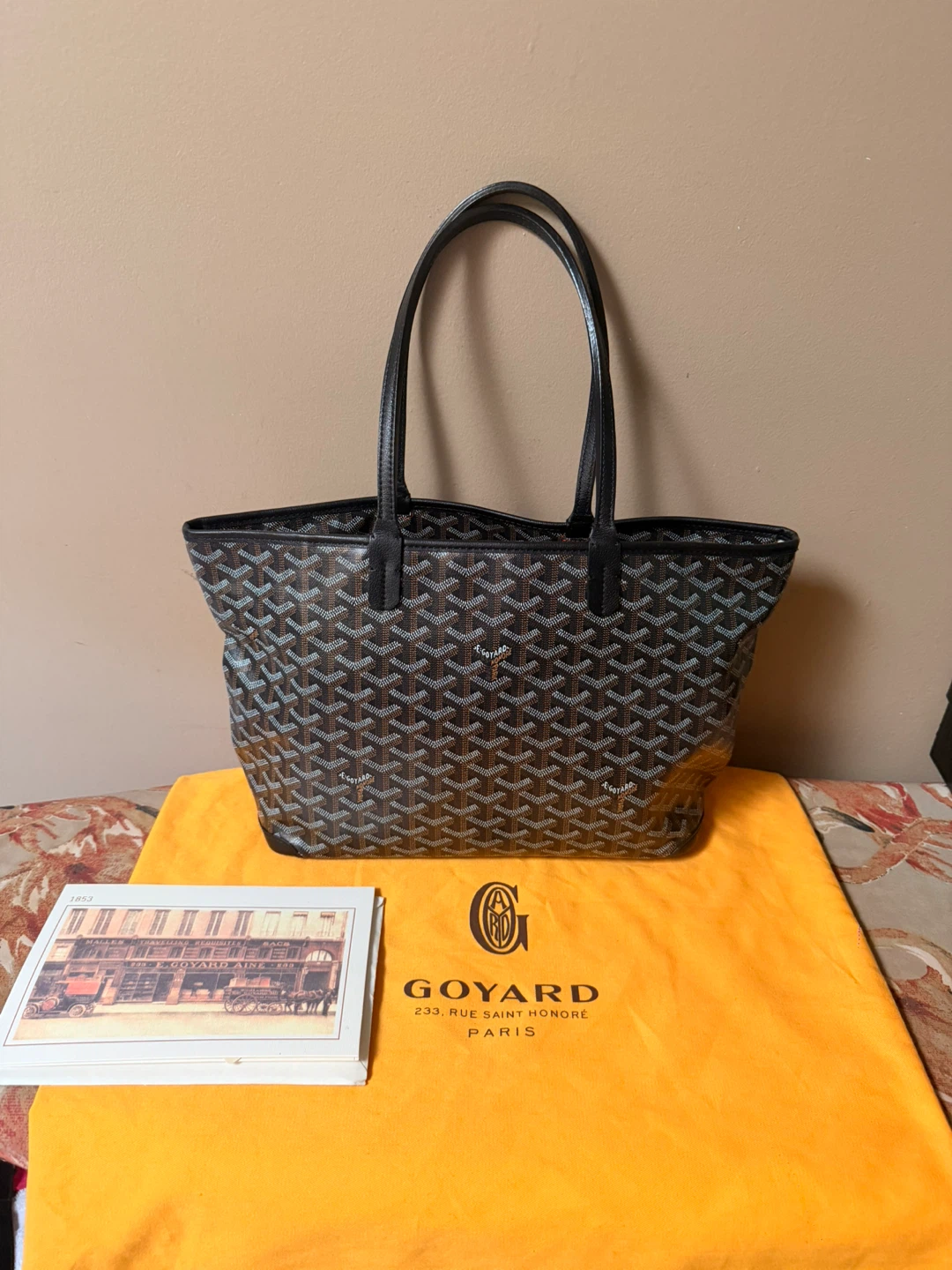 Goyard Artois PM Tote Bag Black Zip Shopping Hand Purse