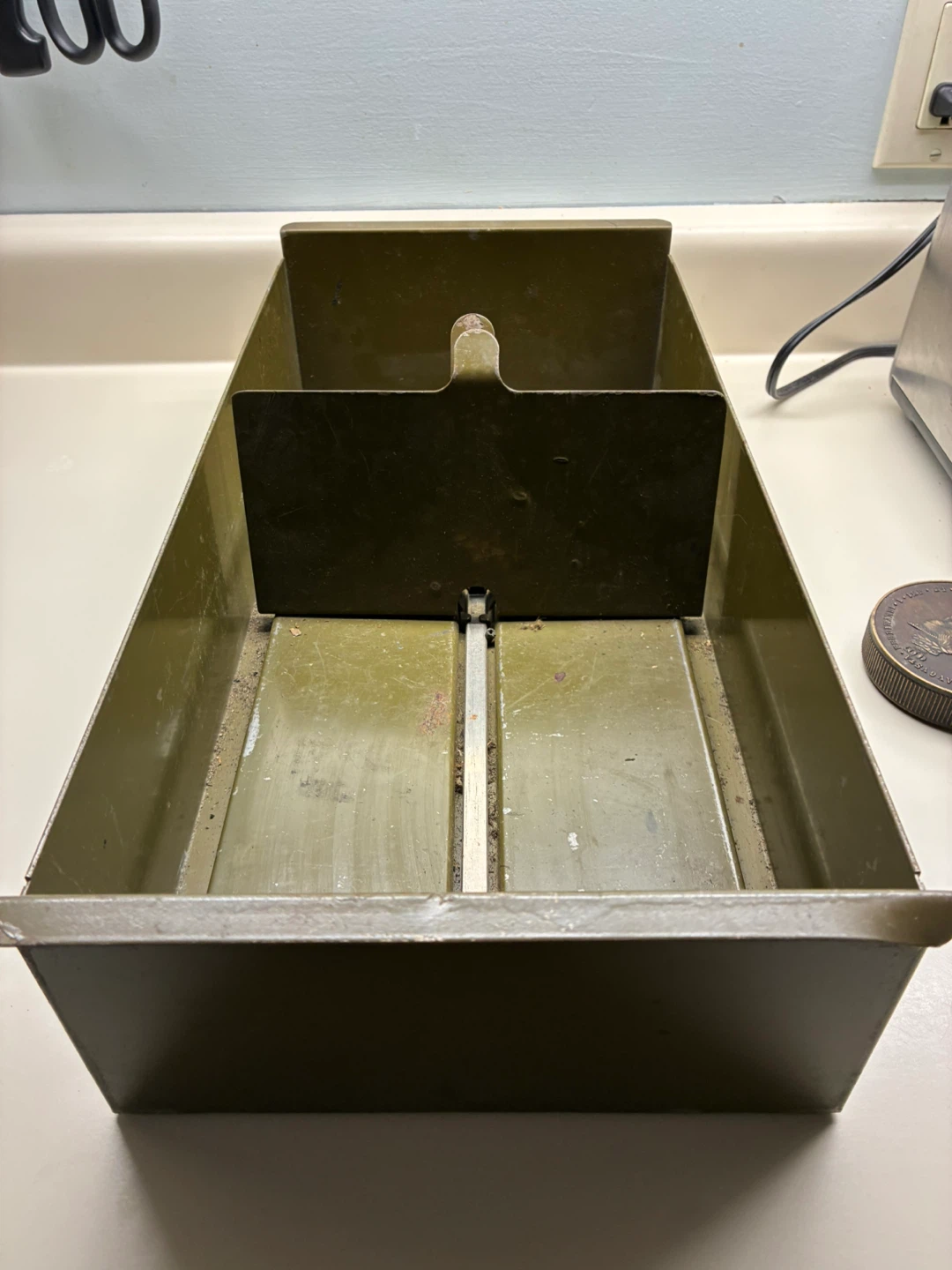 $22 Vintage metal file drawer box divider storage filing cabinet