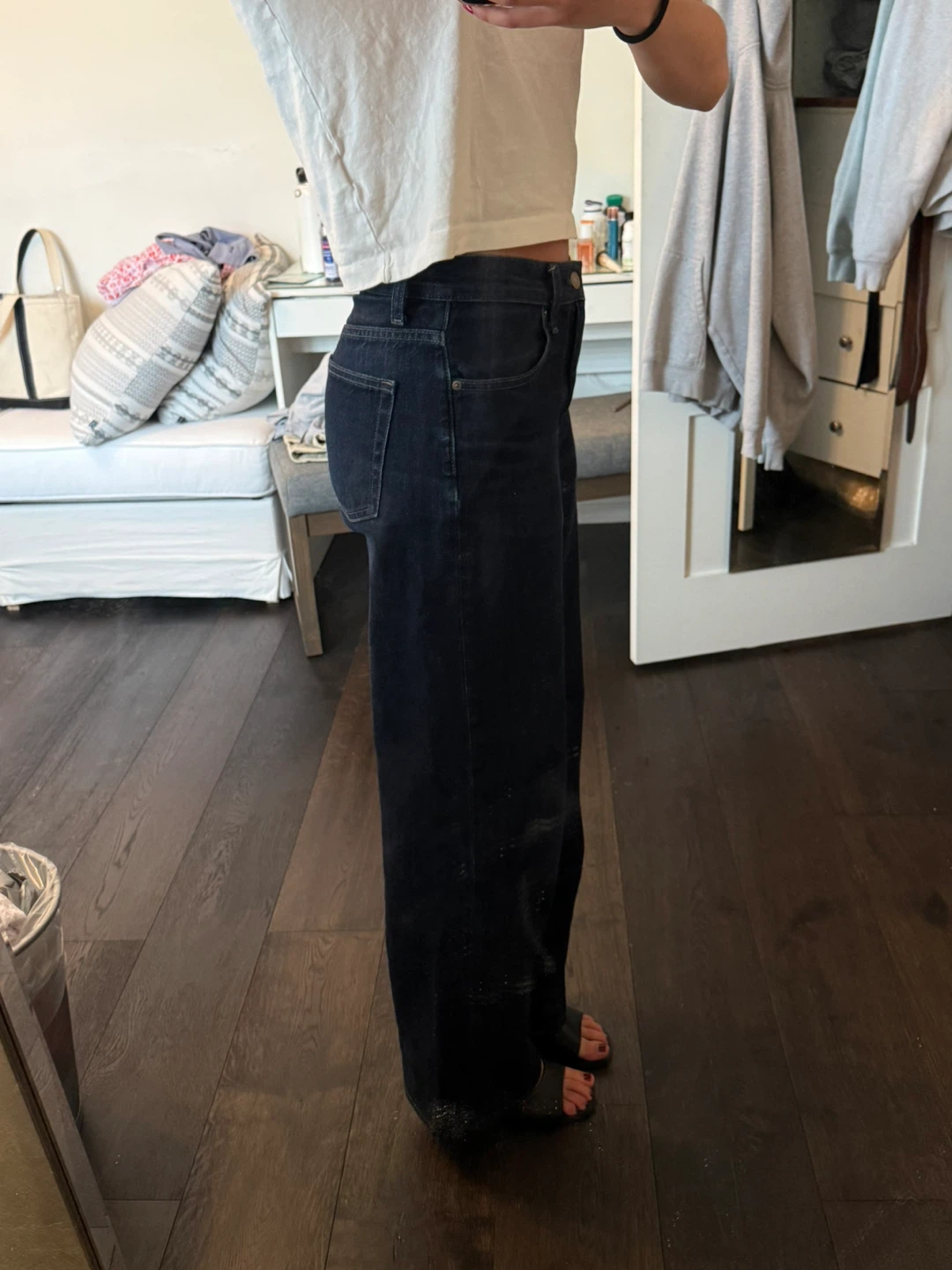 Uniqlo Women's Dark Wash Wide Leg Jeans