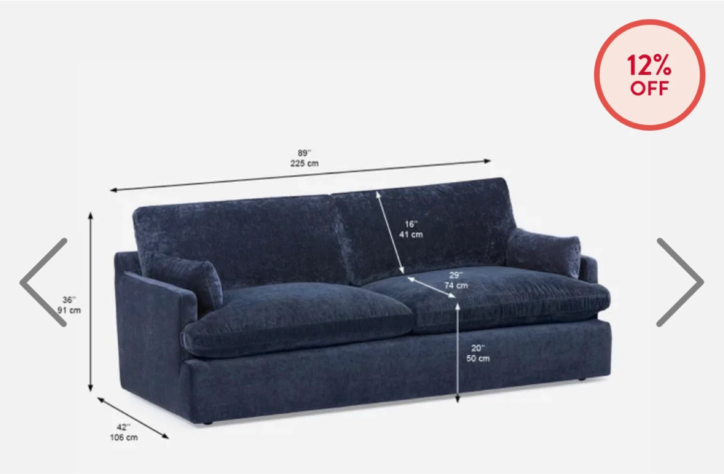 Structube Chablis Velvet Sofa - Navy Blue - photo 3