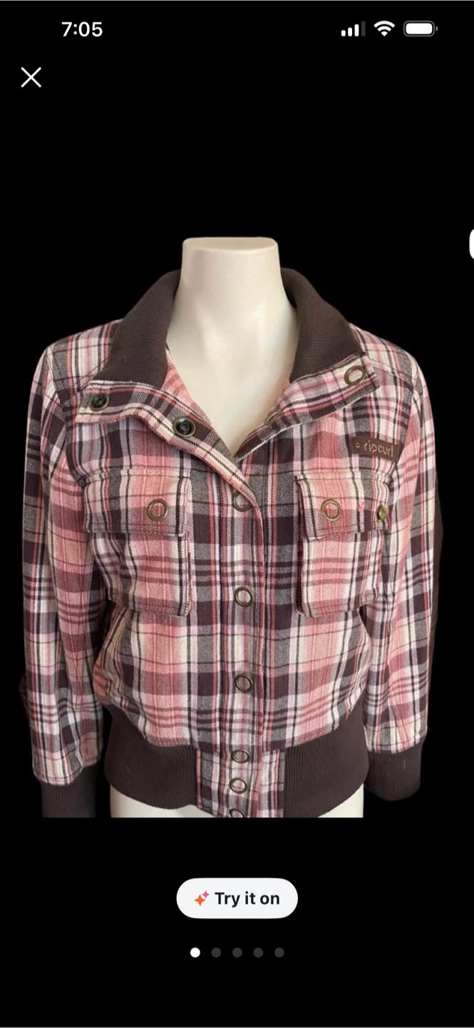 Rip Curl Plaid Bomber Jacket - y2k