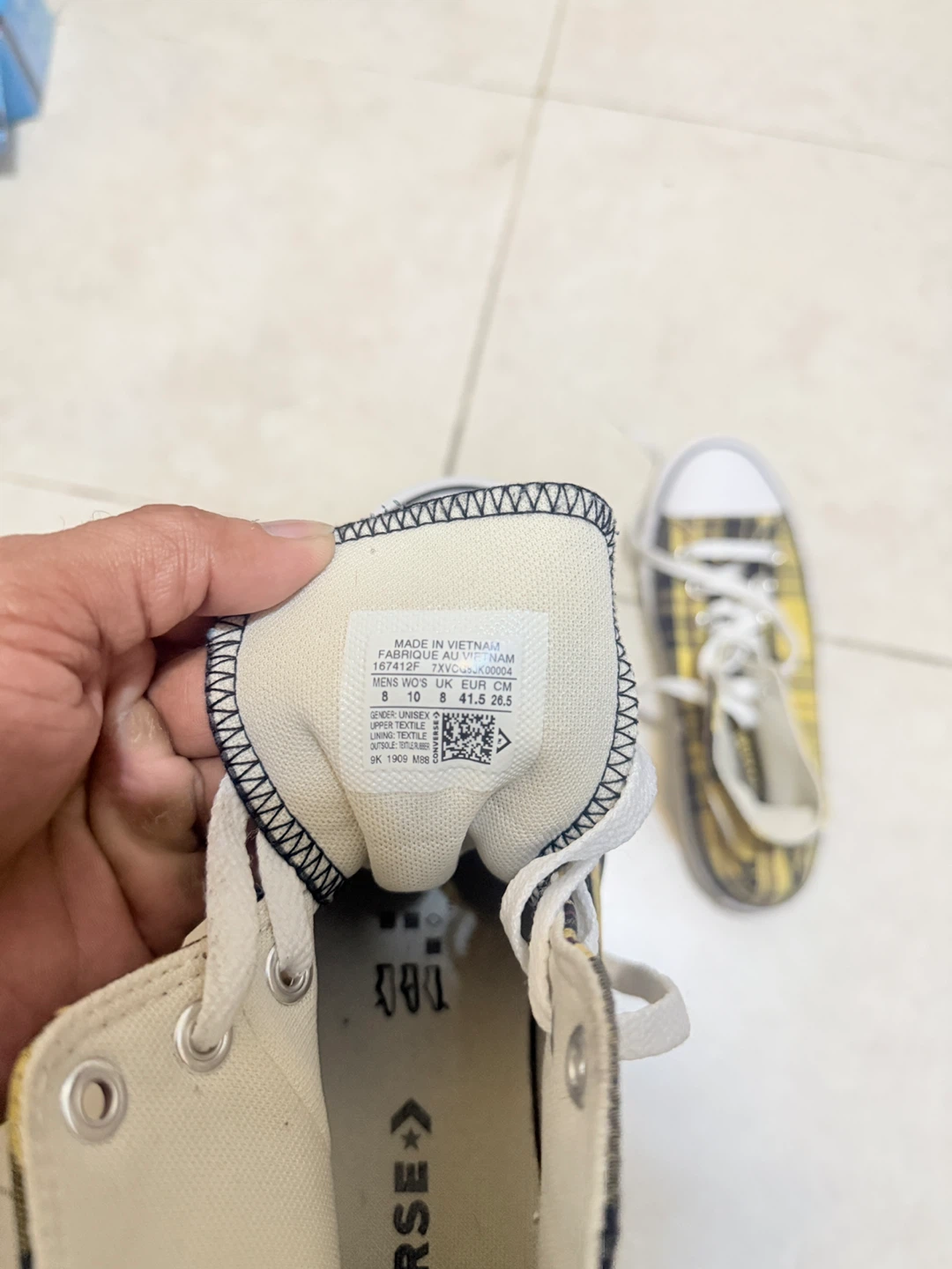 Converse Chuck Taylor All Star High Top Yellow Plaid Shoes - photo 4