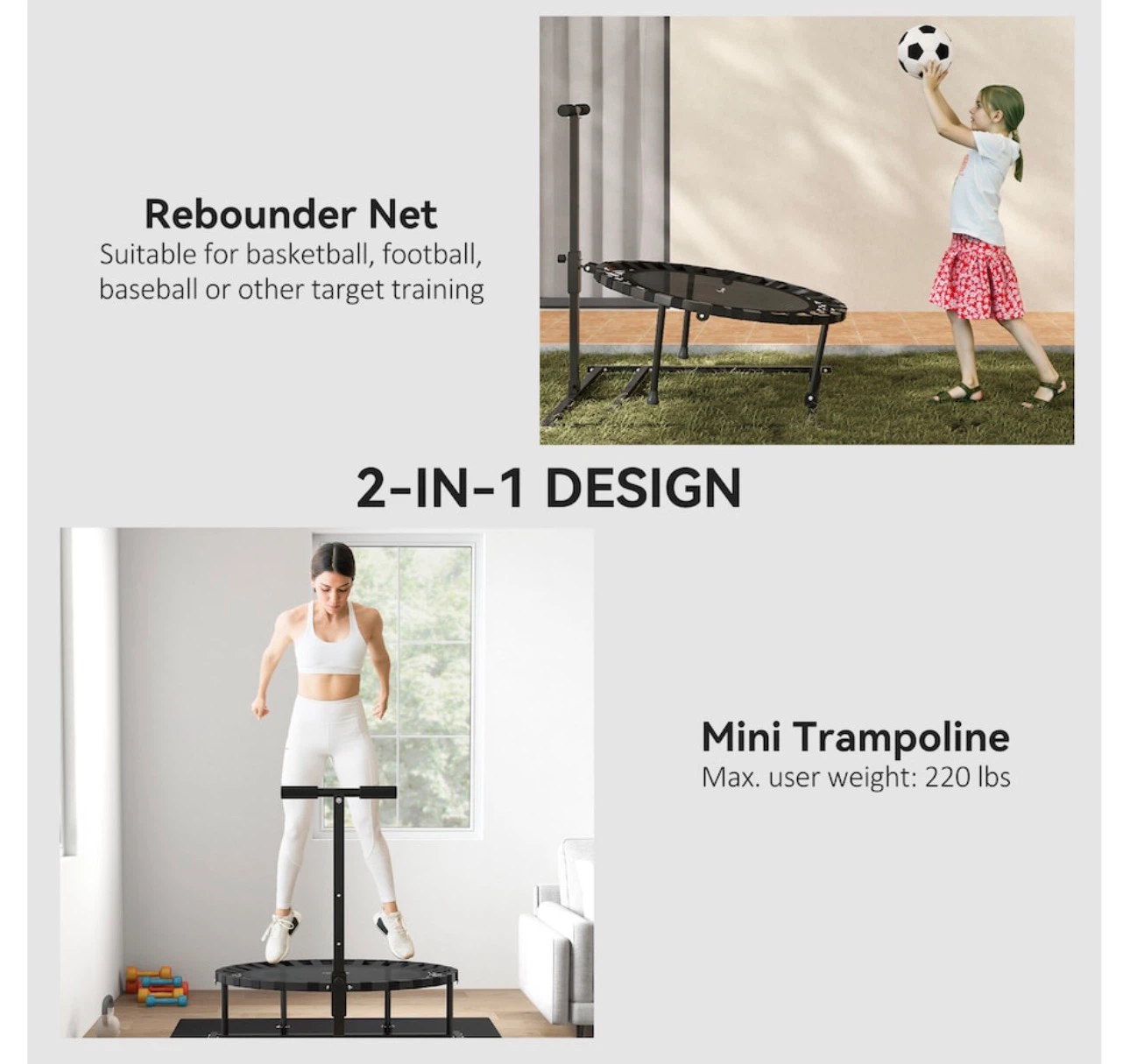 Sportier Mini Trampoline with Handle (slightly damage on frame ) - photo 4