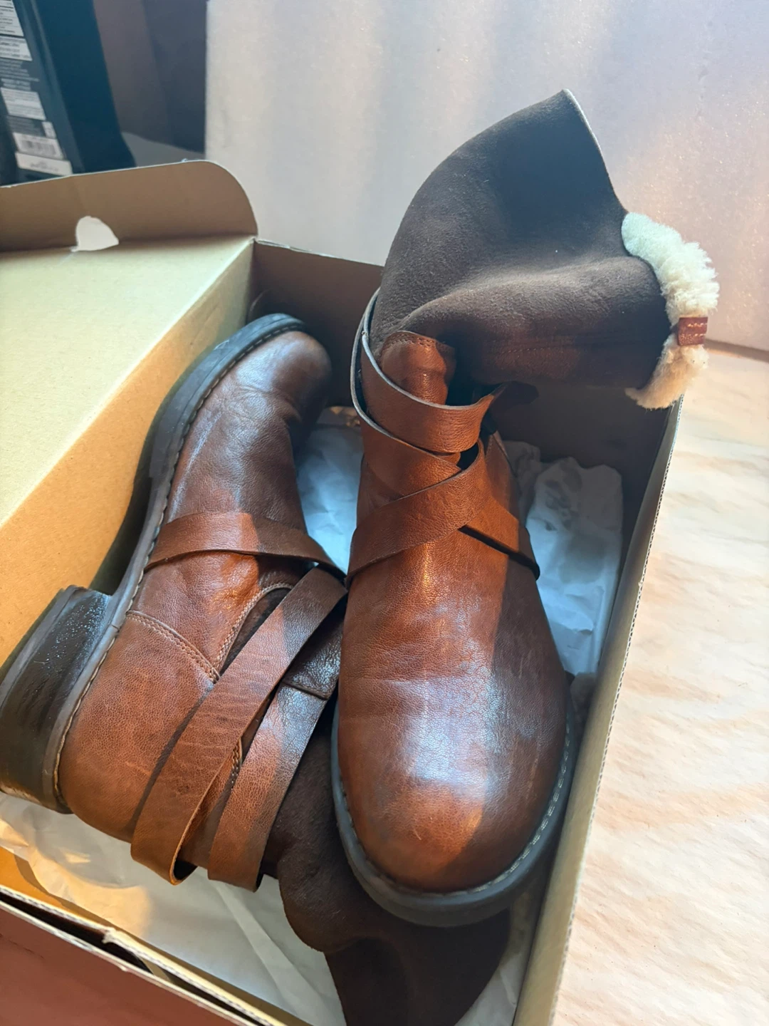 Old Road Brown Leather Ankle Boots with Straps - photo 4