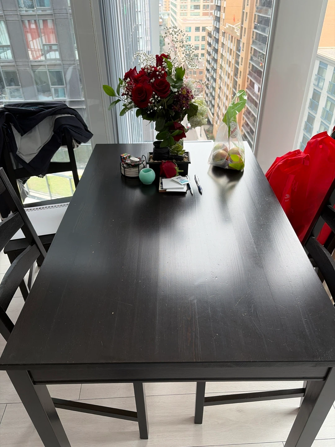 Dark Wood Dining Table and 4 chairs