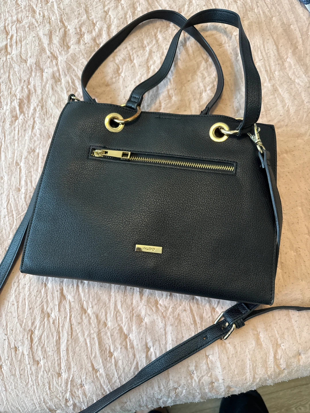 ALDO Black Faux Leather Tote Bag