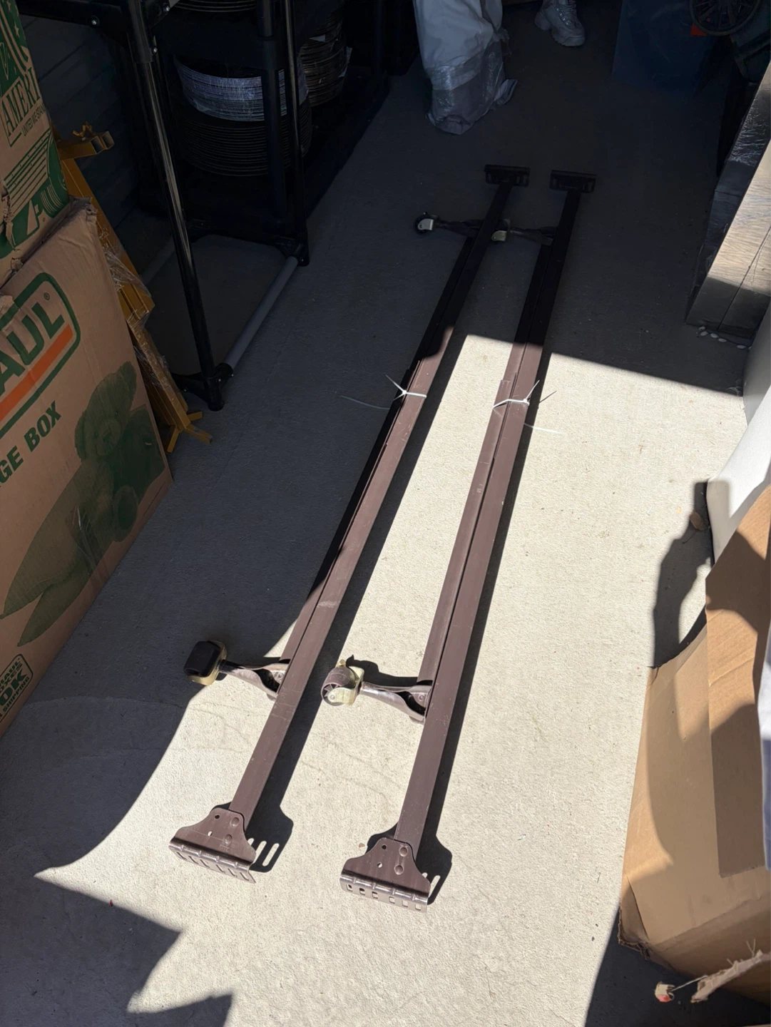 2x Brown Metal Bed Frame Rails