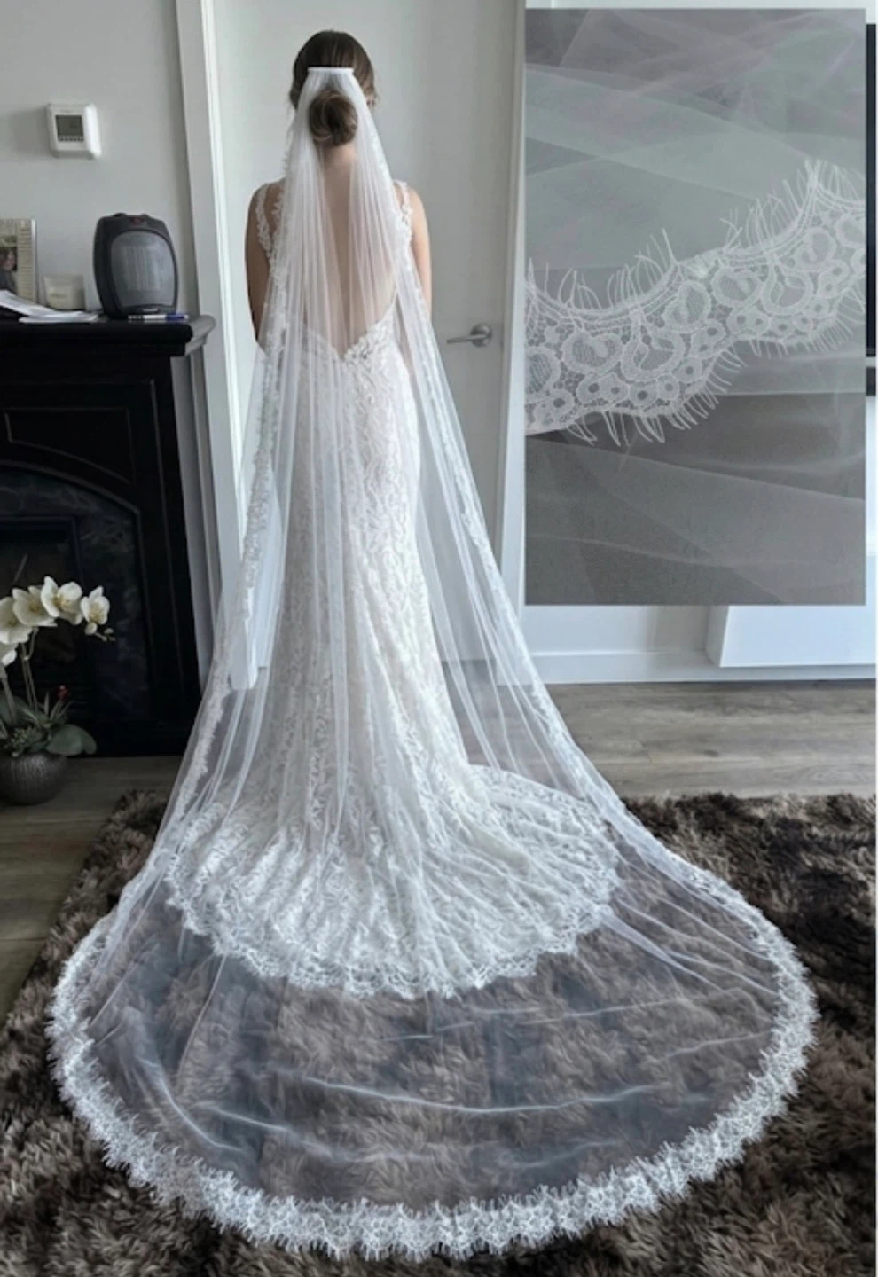 Cathedral lace soft white veil - photo 3