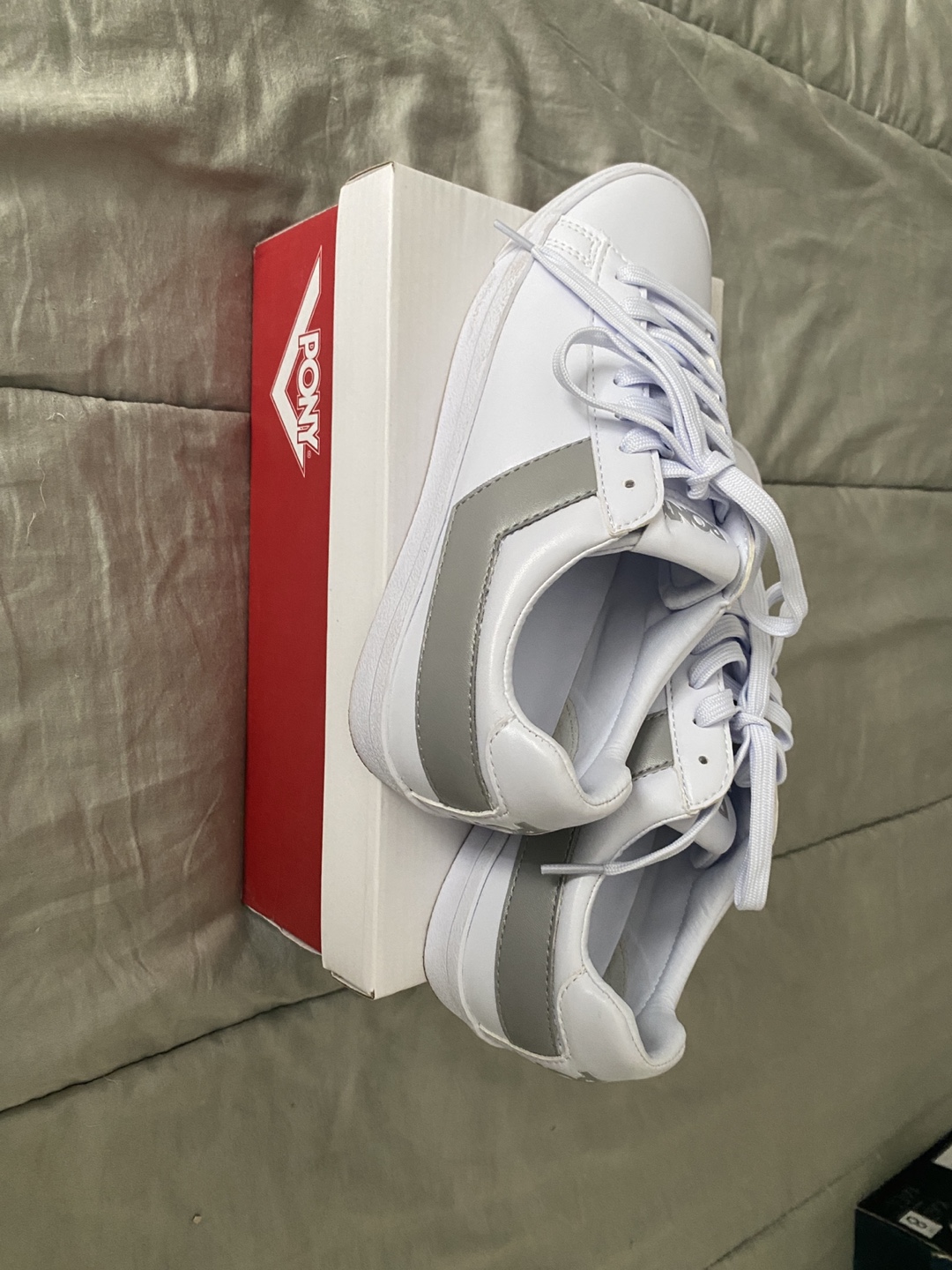 Pony White Sneakers with Grey Accent