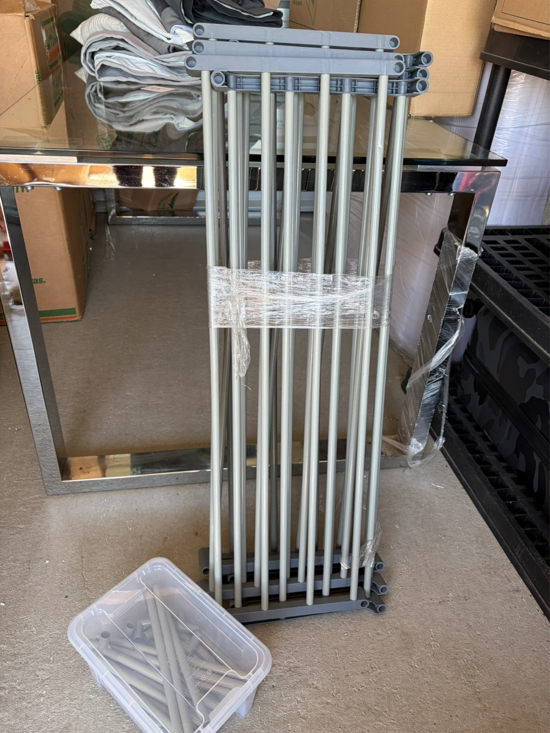 Grey Shoe Rack with Storage Bin