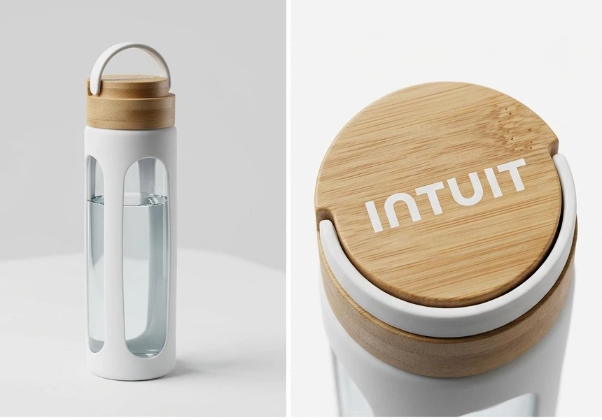 🆕 White Water Bottle 25 oz with Bamboo Lid 🎍