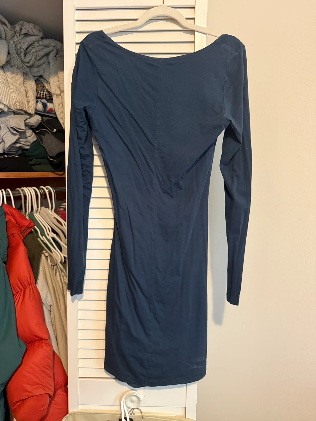 Ruched Long Sleeve Dress - Blue - photo 2