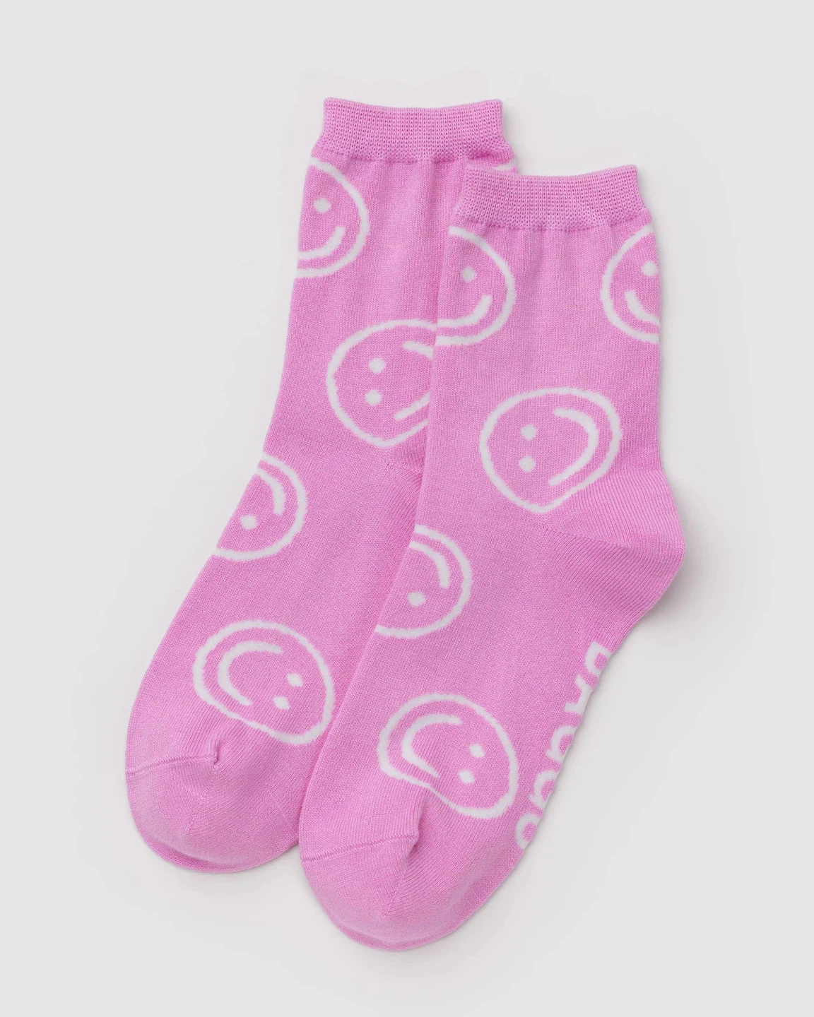 BAGGU Pink Happy  Face Crew Socks NEW - photo 3