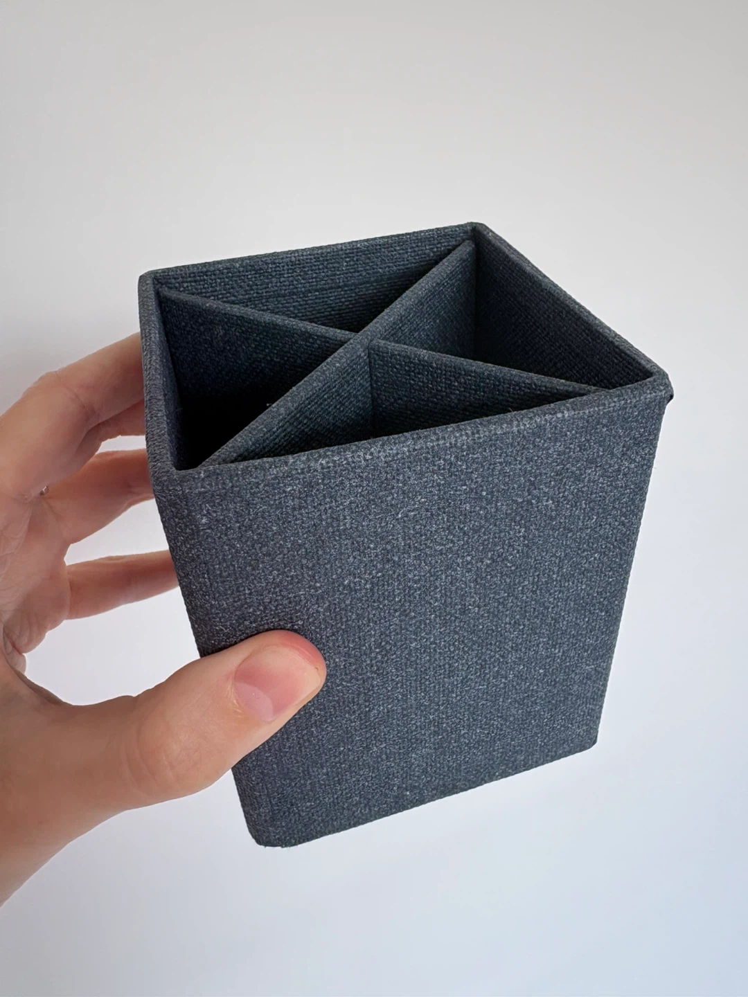 Desktop Organizer Gray Blue Fabric 4 Section Office Desk Storage