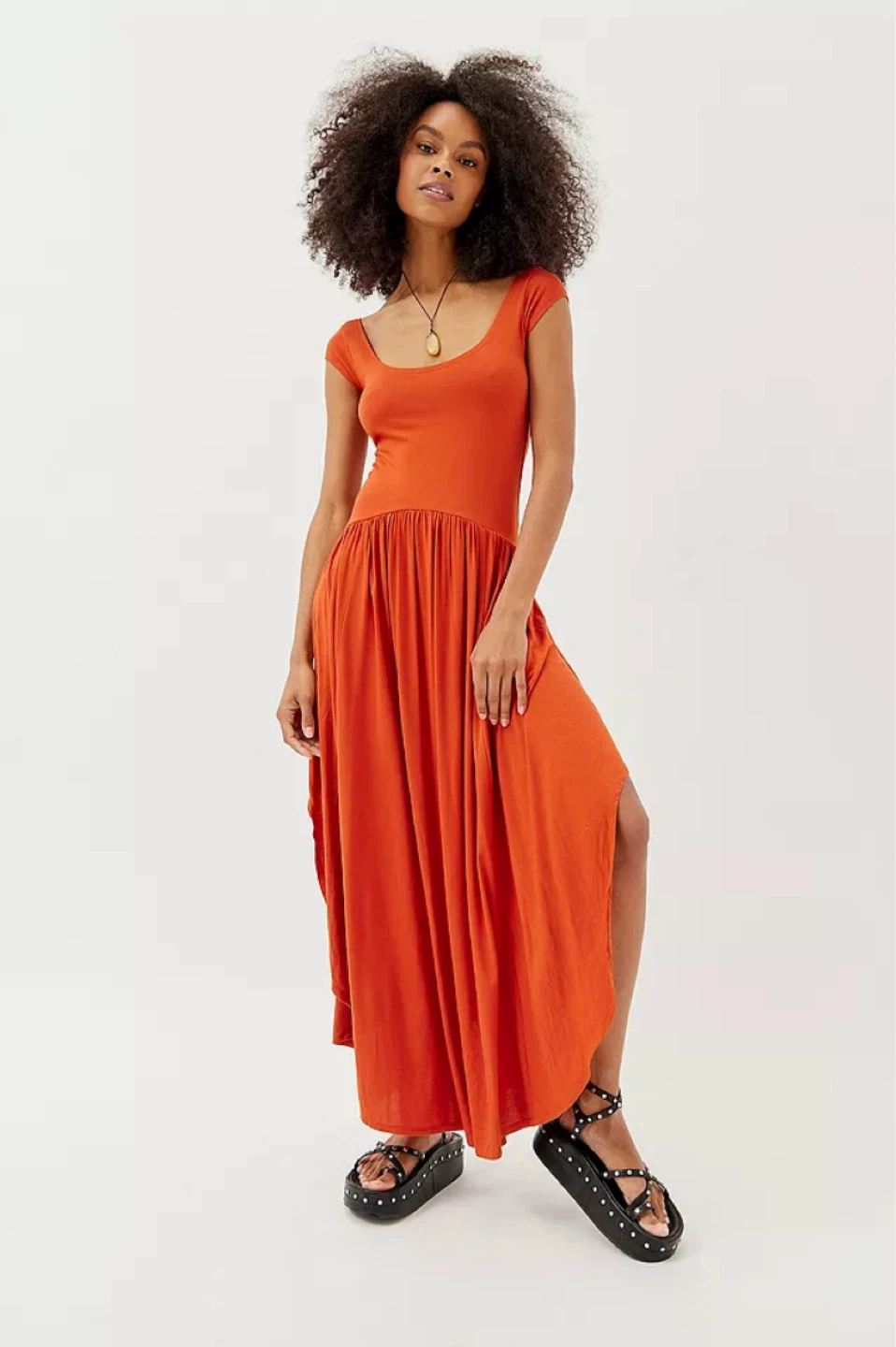 Orange Maxi Dress with Tie Back