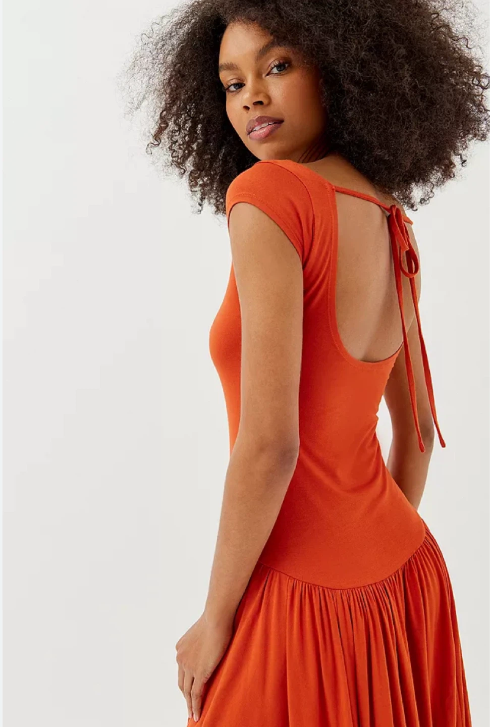 Orange Maxi Dress with Tie Back - photo 2