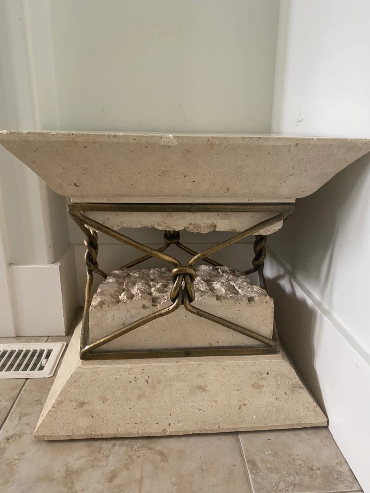 Stone and metal accent table