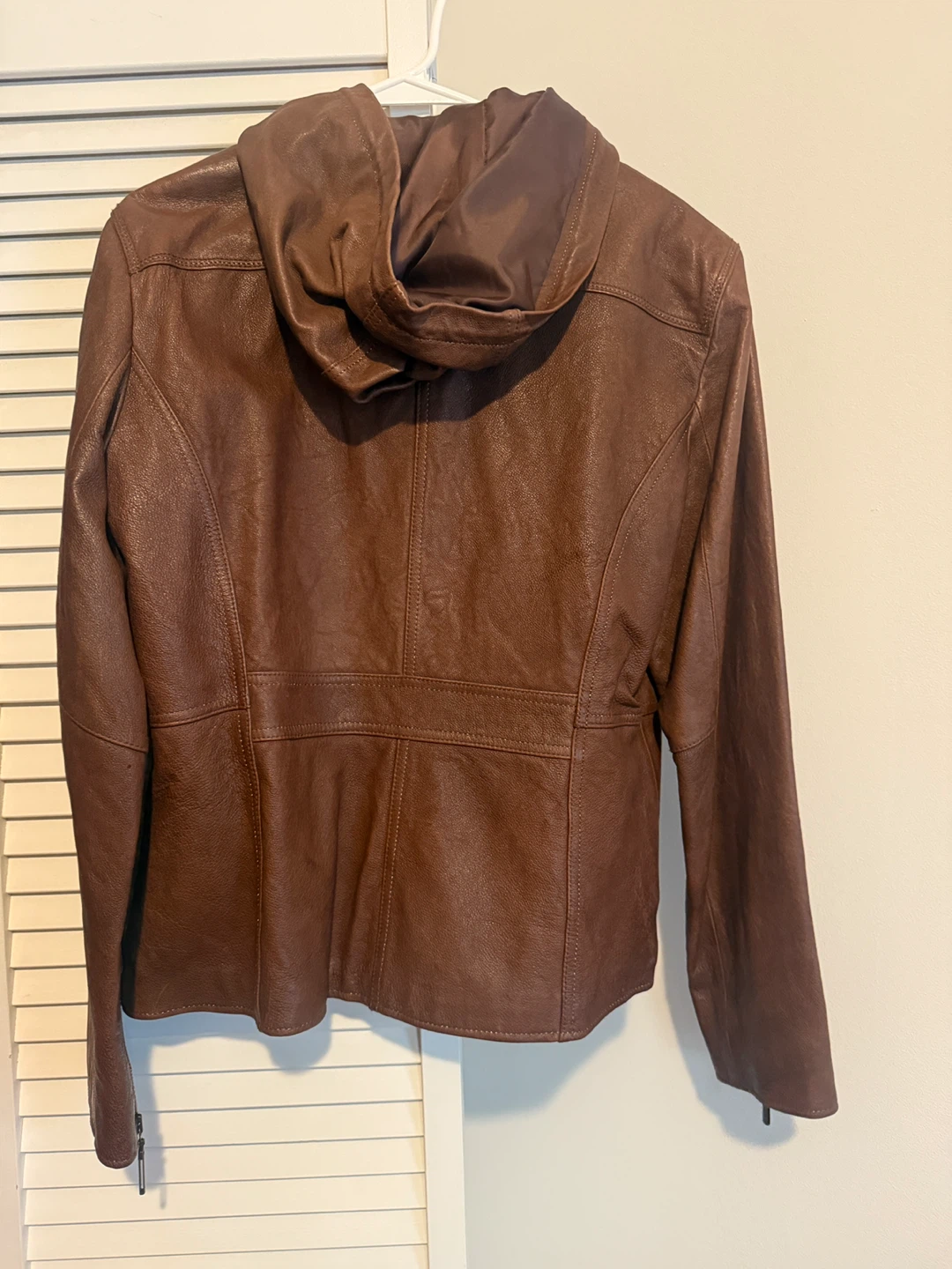 ANA M Leather Hooded Jacket - Brown - photo 3