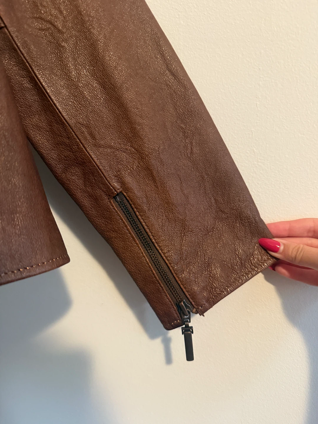 ANA M Leather Hooded Jacket - Brown - photo 2