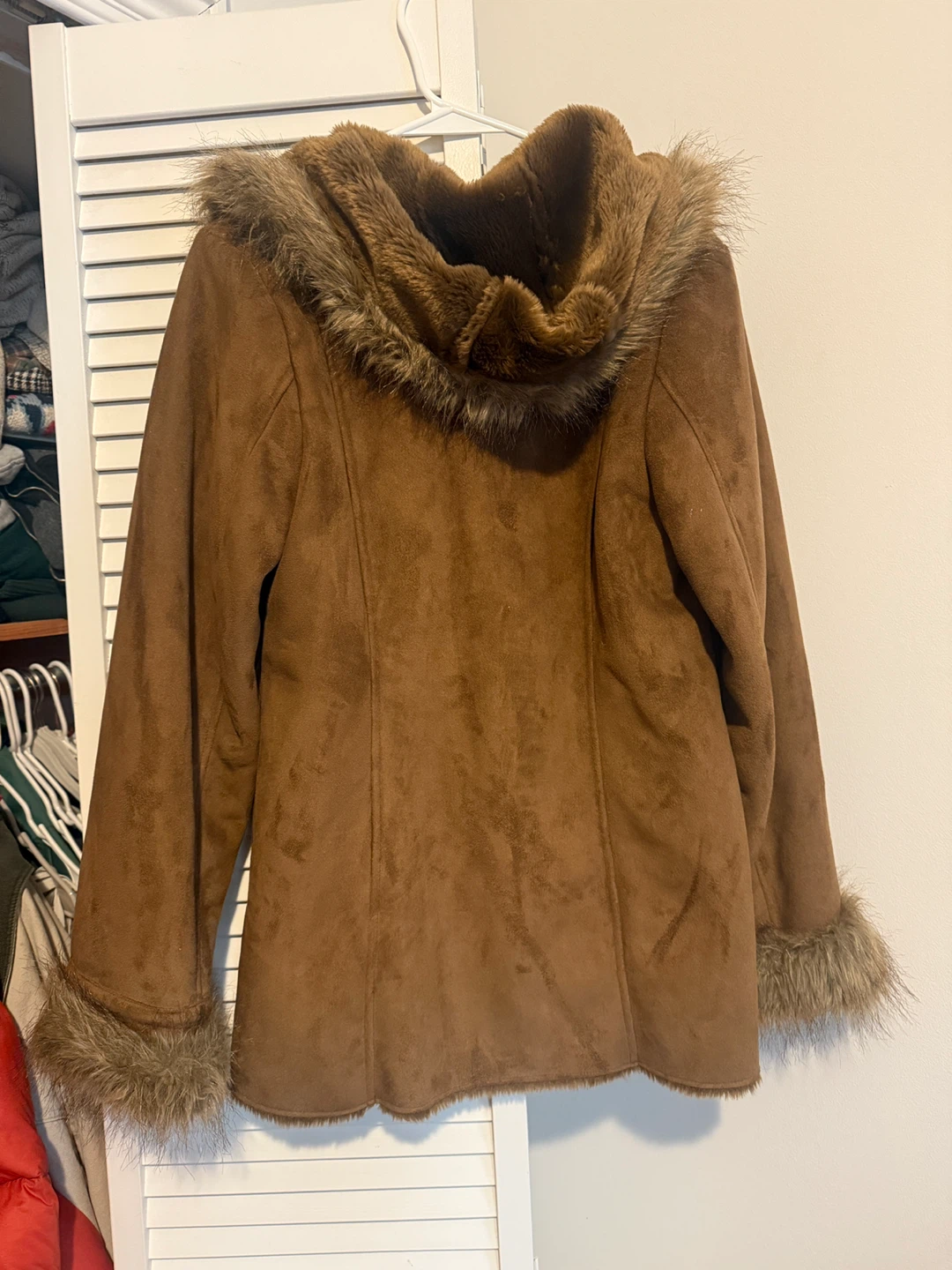 Brown Faux Suede & Fur Hooded Jacket - photo 2