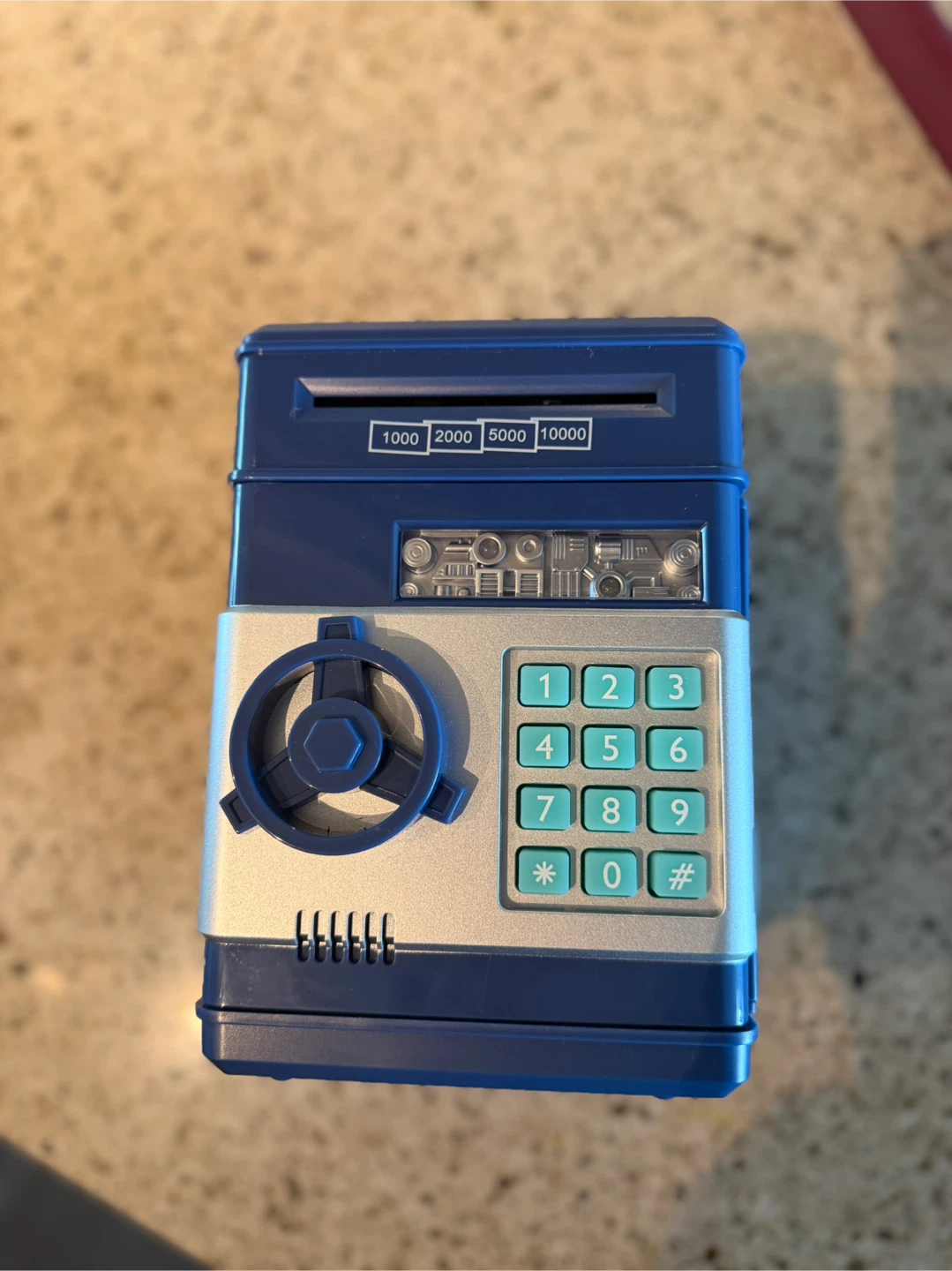 Blue Electronic Piggy Bank Safe with Keypad