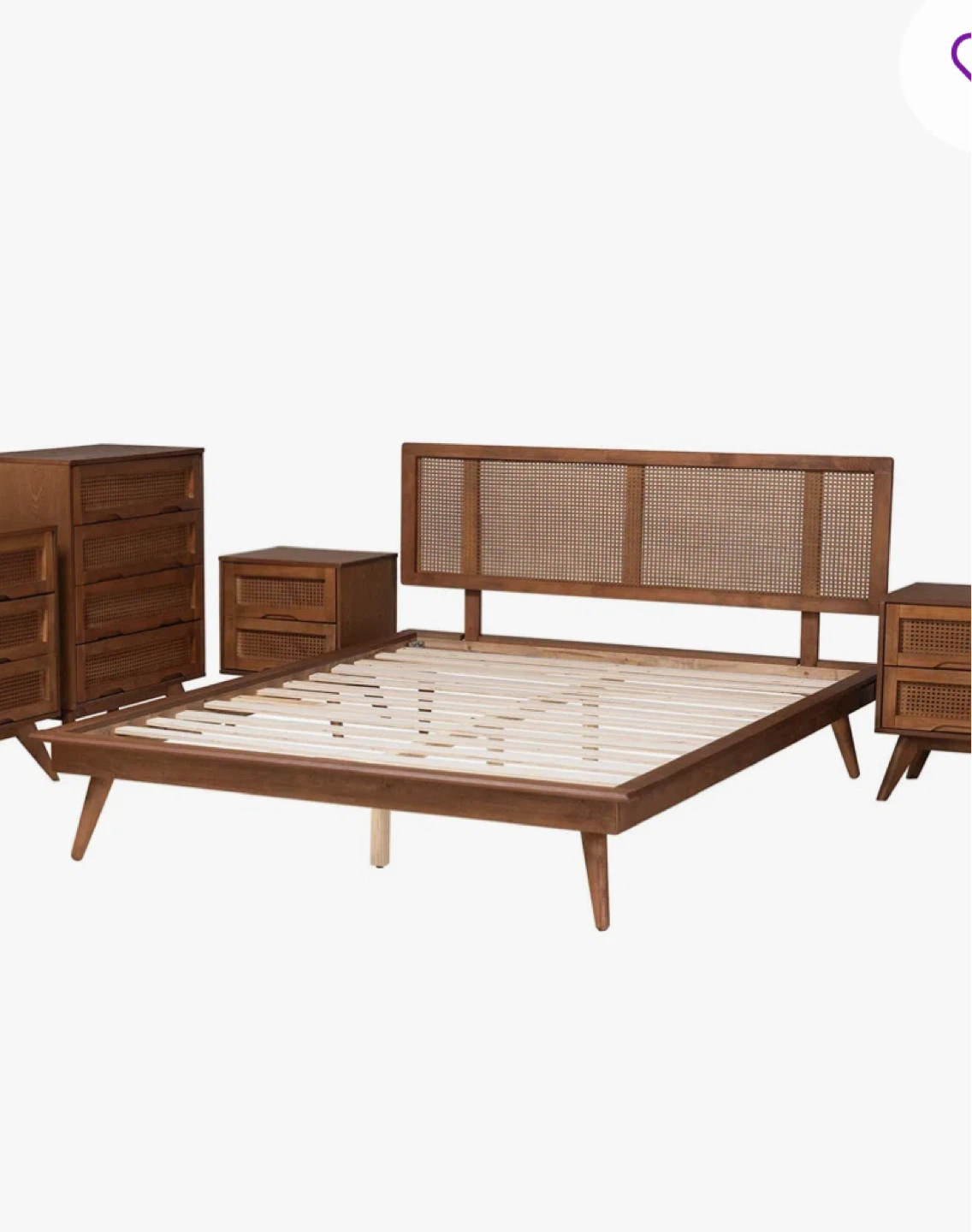 Full Size Rattan Headboard Wood Bed Frame - photo 5