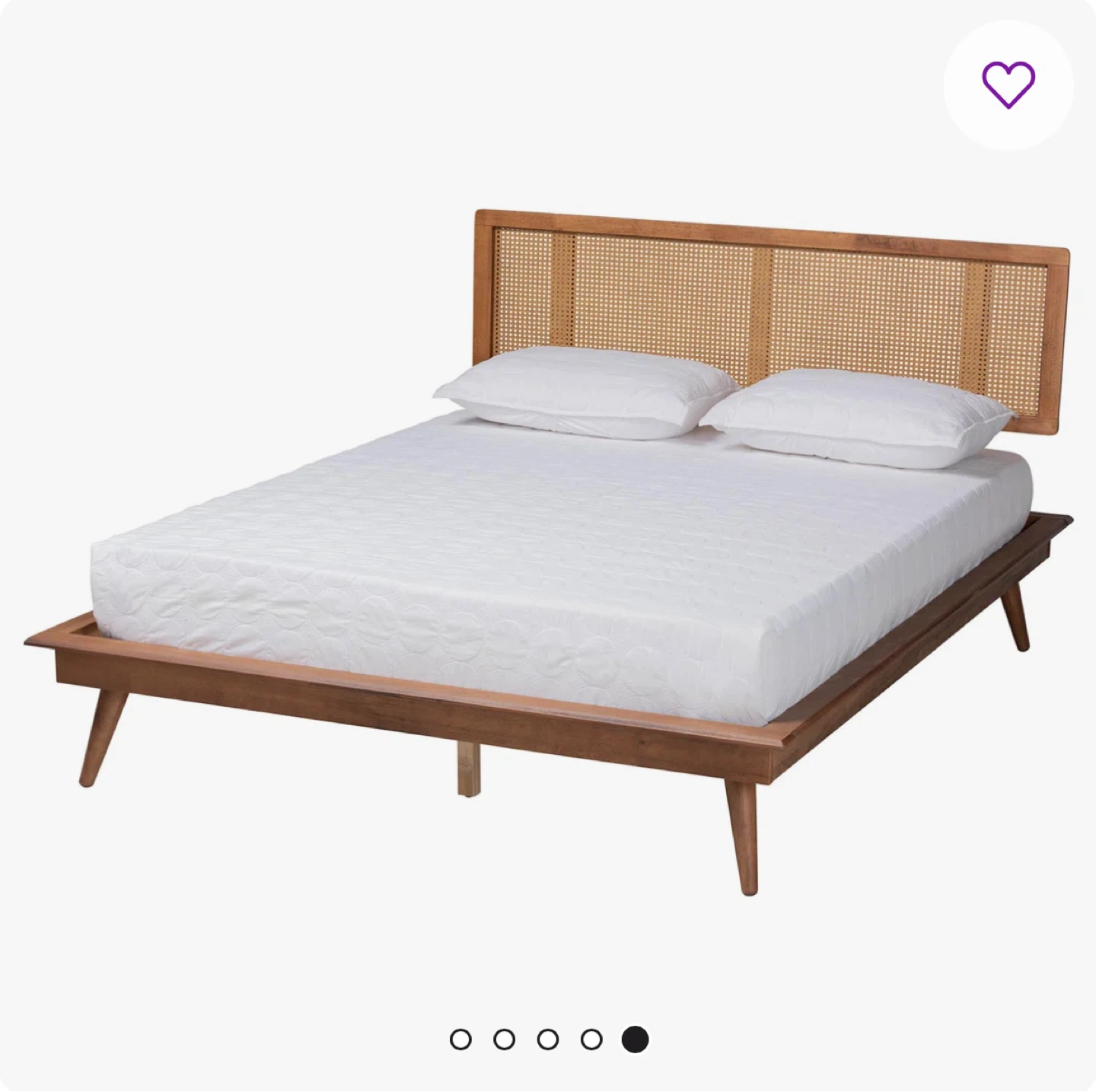 Full Size Rattan Headboard Wood Bed Frame