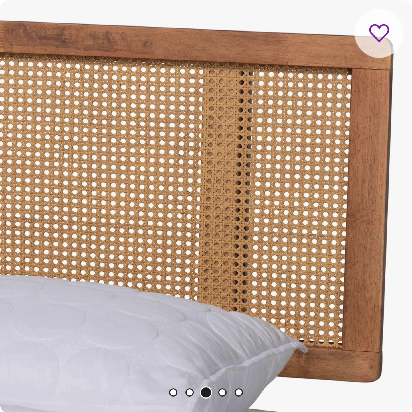 Full Size Rattan Headboard Wood Bed Frame - photo 2