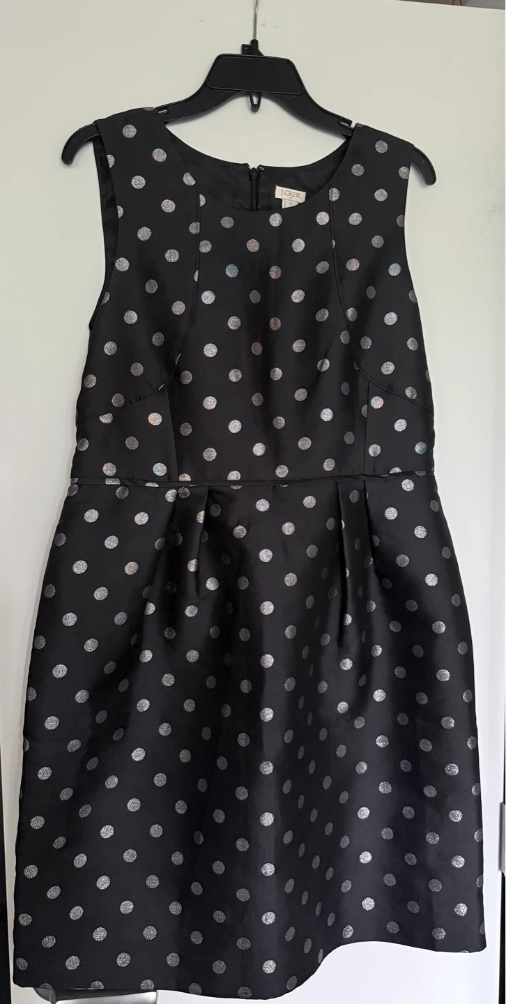 J. Crew Black Polka Dot Sleeveless Dress Size 14