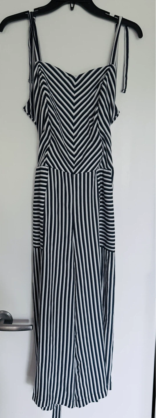 Monteau Striped Jumpsuit - Size L