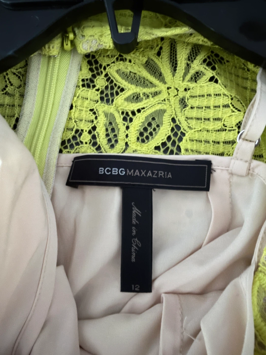 BCBG Max Azria Neon Yellow Lace Dress Size 12 - photo 4