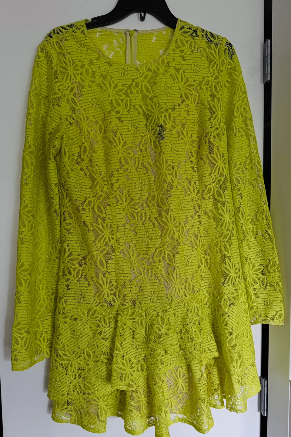 BCBG Max Azria Neon Yellow Lace Dress Size 12