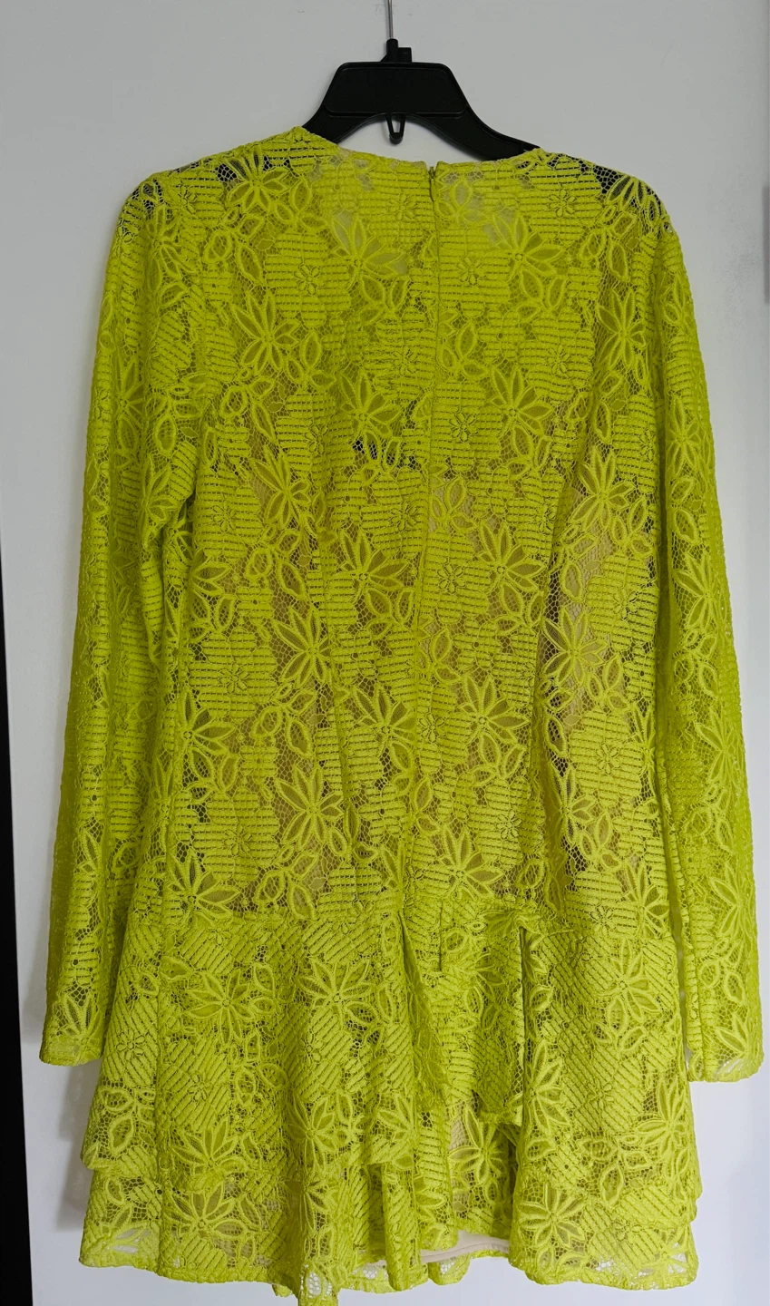 BCBG Max Azria Neon Yellow Lace Dress Size 12 - photo 3